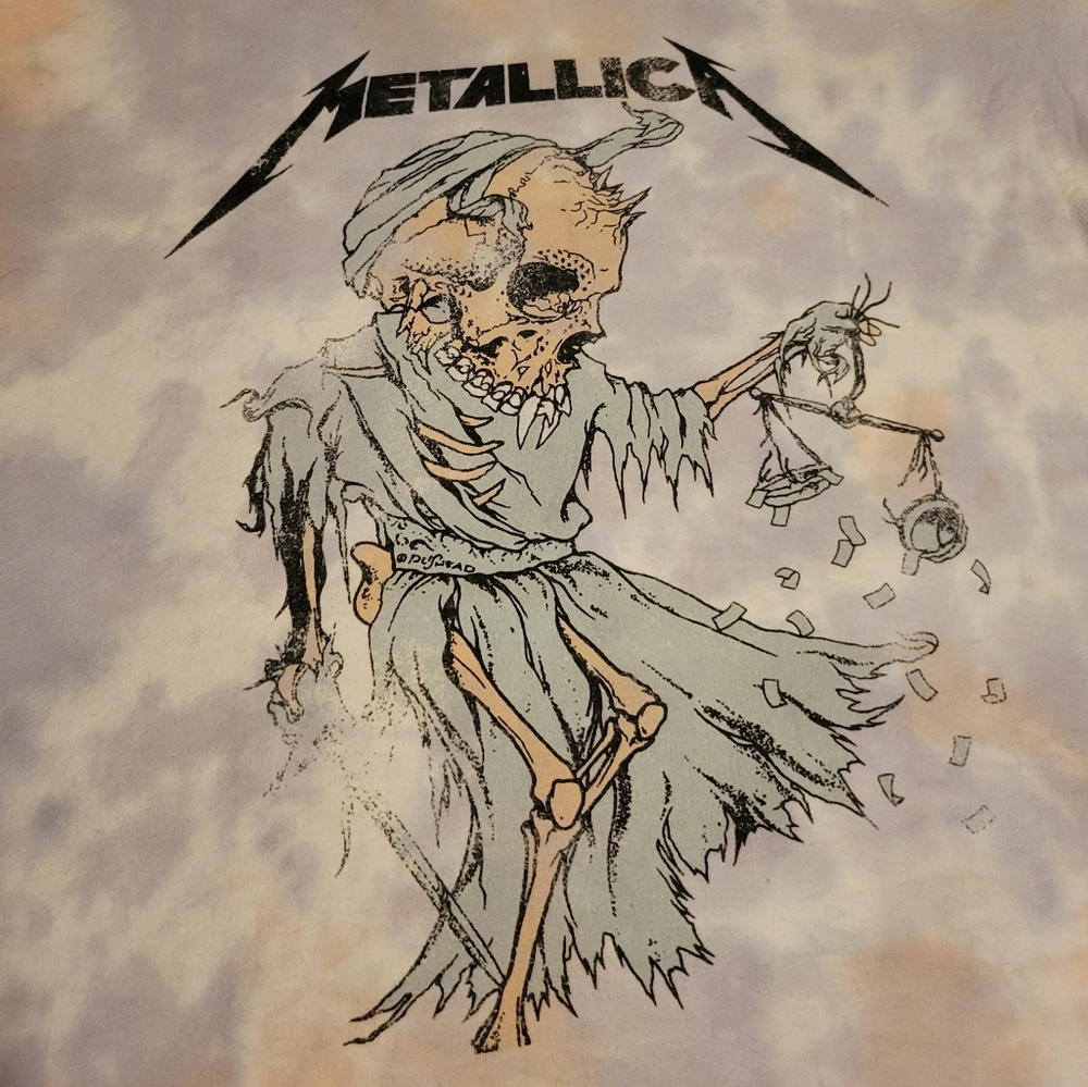 Metallica And Justice For All Tie Dye T-Shirt Medium Lavender Peach